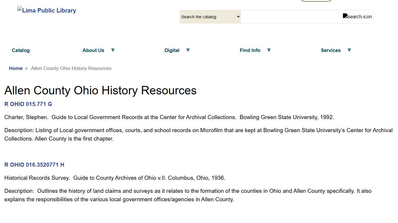 Allen County Ohio History Resources | Lima Public Library